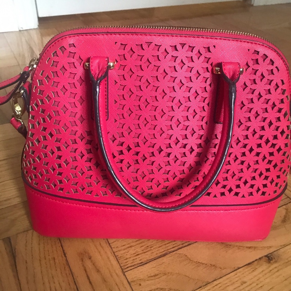 Eyelet Fuchsia Satchel/Crossbody